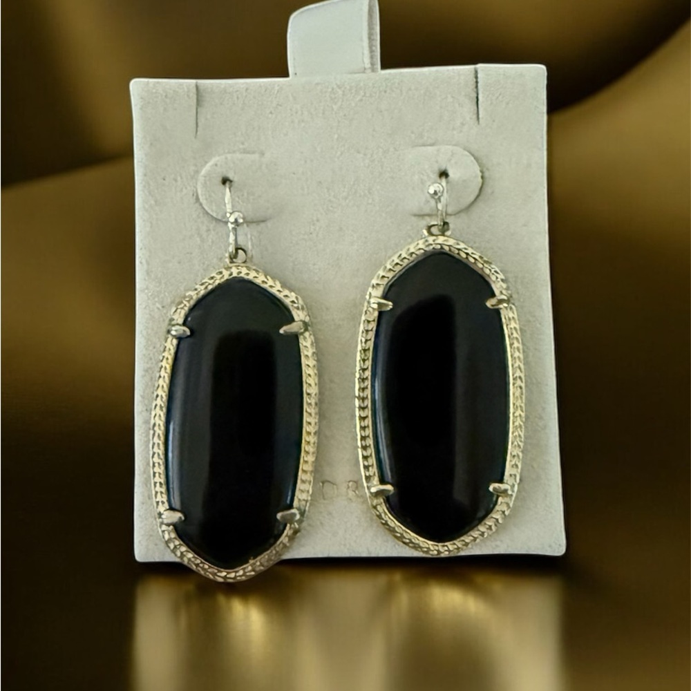 Kendra Scott Black and Gold Statement Earrings - Picture 3 of 8